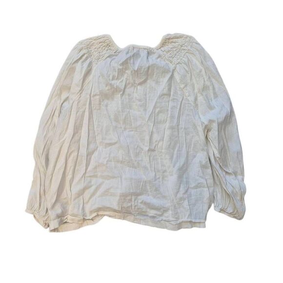 Old Navy Women's Ivory Cotton/Rayon Long Sleeve Prairie Pioneer Shirt w Buttons - Picture 2 of 10